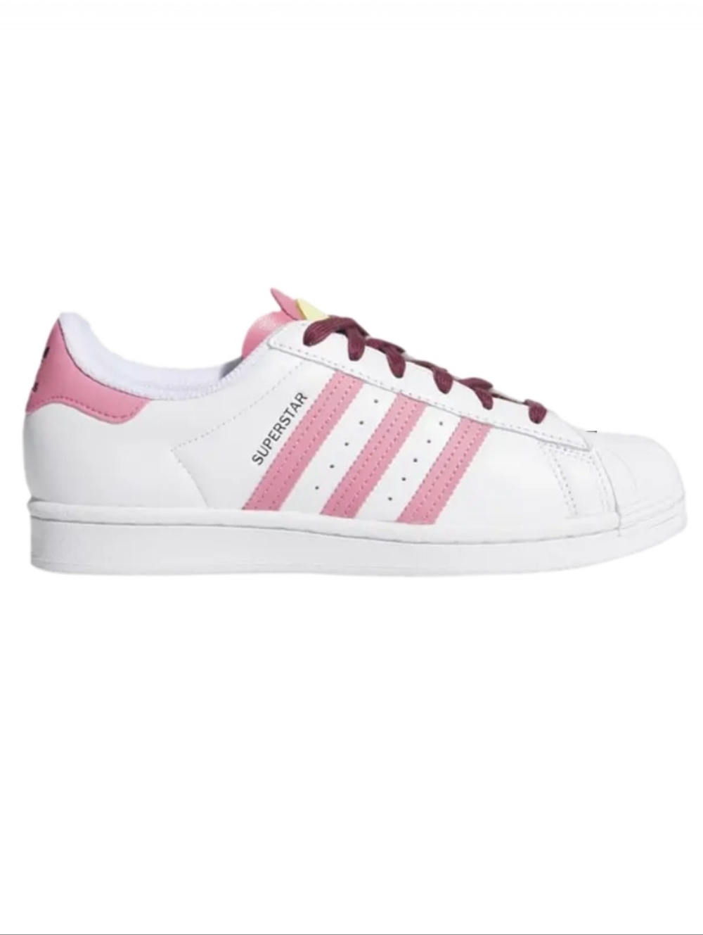 Adidas Superstar White Rose Tone Low-Top Sneakers, White Pink Burgundy Yellow